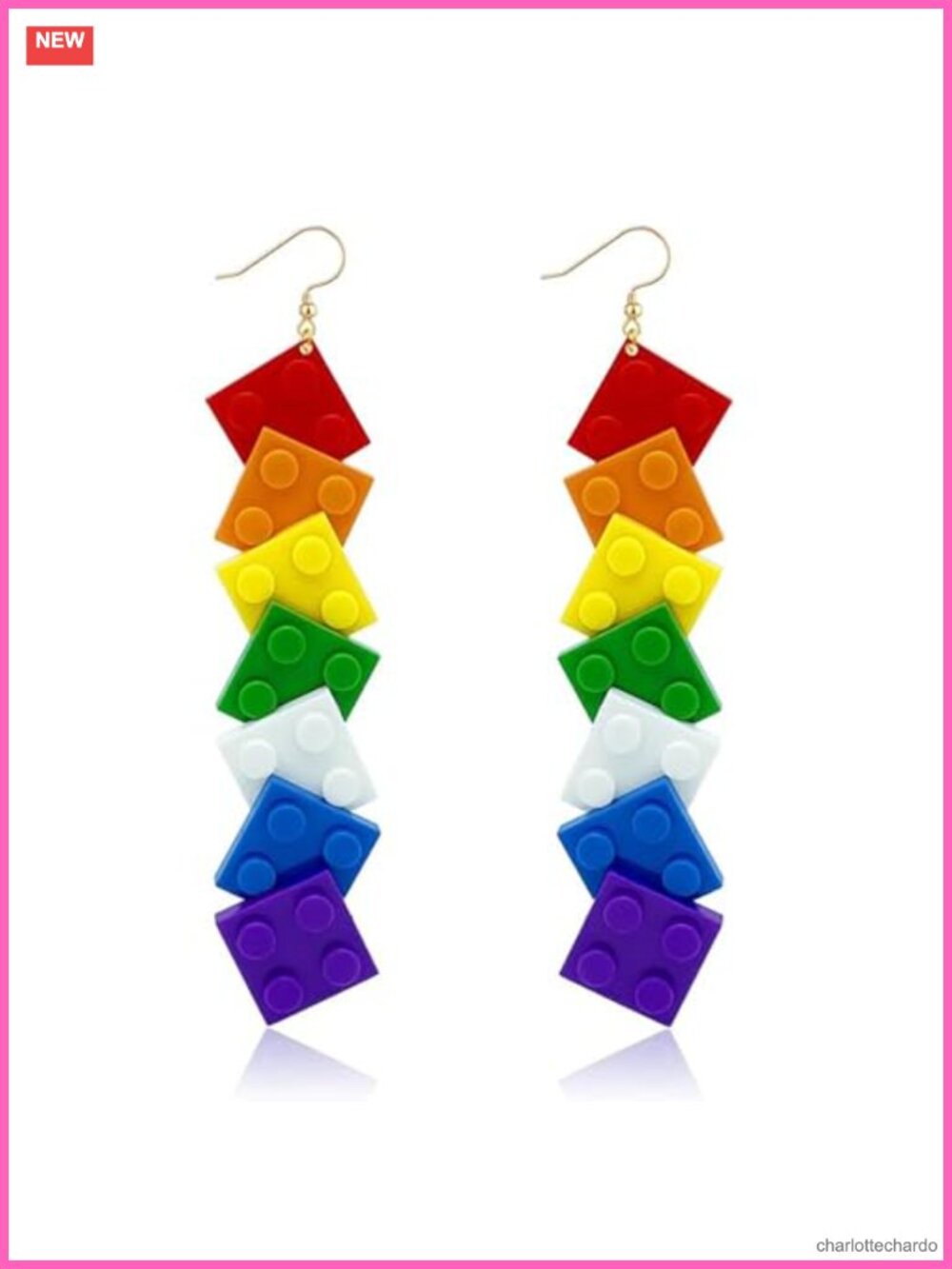 Acrylic Drop Dangle Earrings Unisex Brick Jewelry Gift